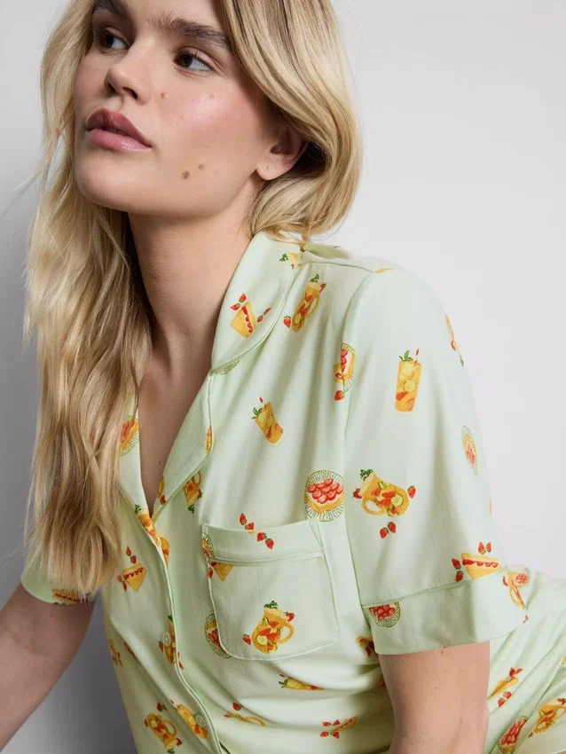 Printed boyfriend shorty pajamas