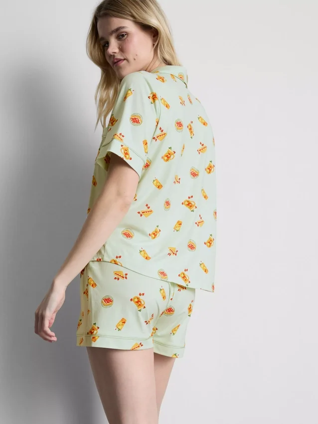 Printed boyfriend shorty pajamas