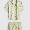 Printed boyfriend shorty pajamas