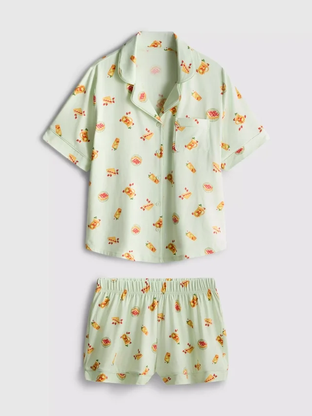 Printed boyfriend shorty pajamas
