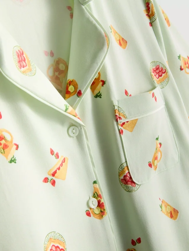 Printed boyfriend shorty pajamas