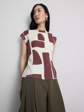 Printed cap sleeve blouse