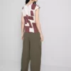 Printed cap sleeve blouse