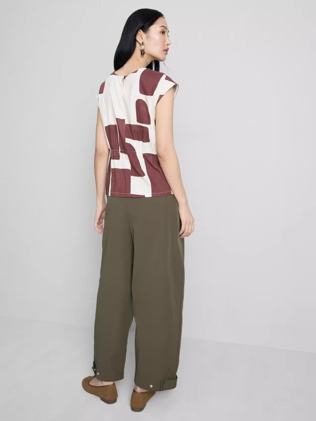 Printed cap sleeve blouse