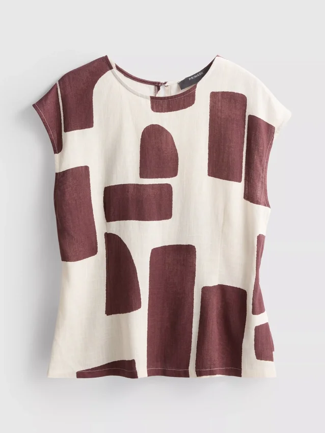 Printed cap sleeve blouse
