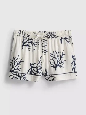 Printed coral pajama shorts