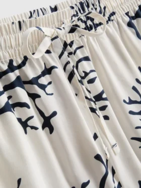 Printed coral pajama shorts