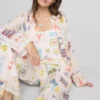 Printed cotton beach button-down shirt