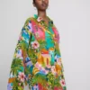 Printed cotton beach button-down shirt