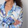 Printed cotton beach button-down shirt