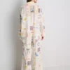 Printed cotton beach button-down shirt