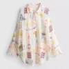 Printed cotton beach button-down shirt