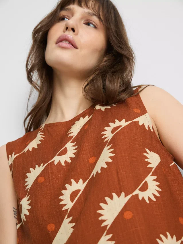 Printed cotton-blend tank
