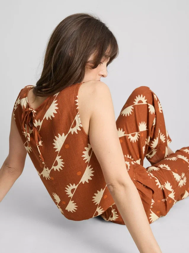 Printed cotton-blend tank