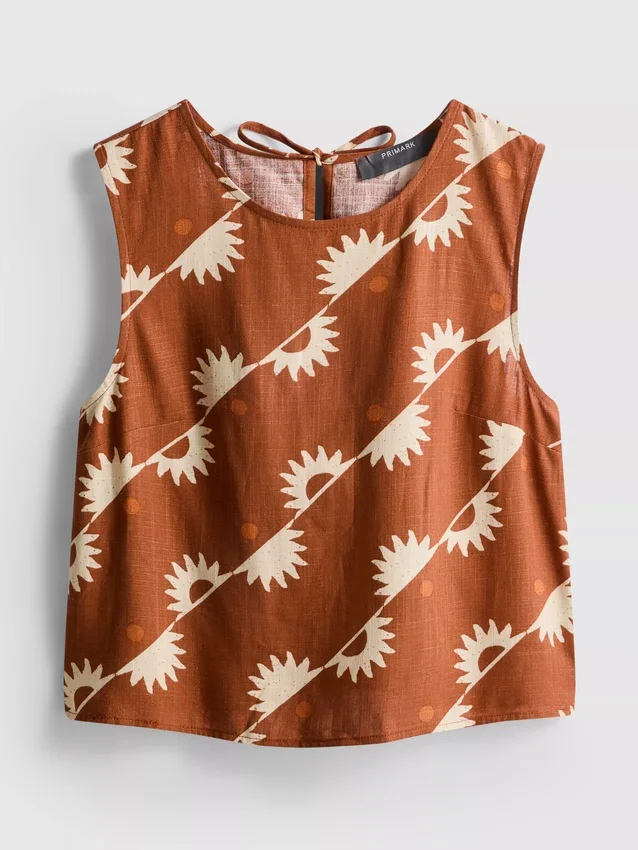 Printed cotton-blend tank