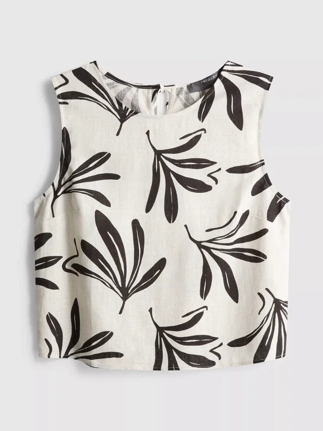 Printed cotton-blend tank