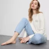 Printed cotton crewneck pajama set