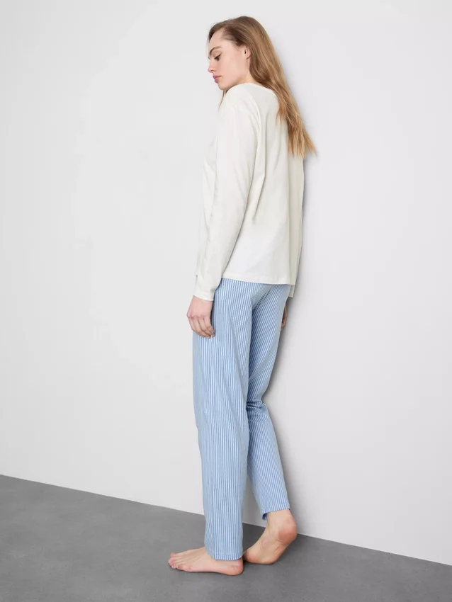 Printed cotton crewneck pajama set