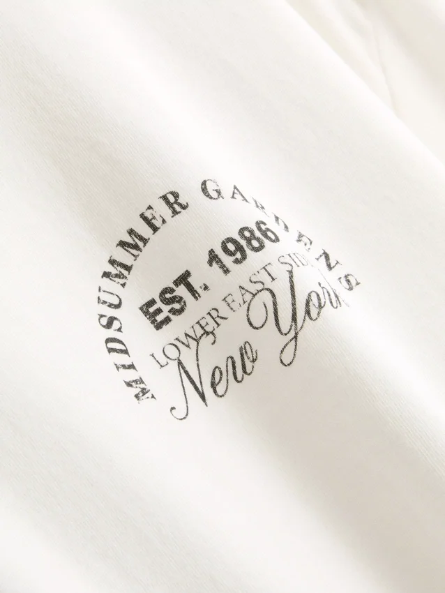 Printed cotton crewneck pajama set