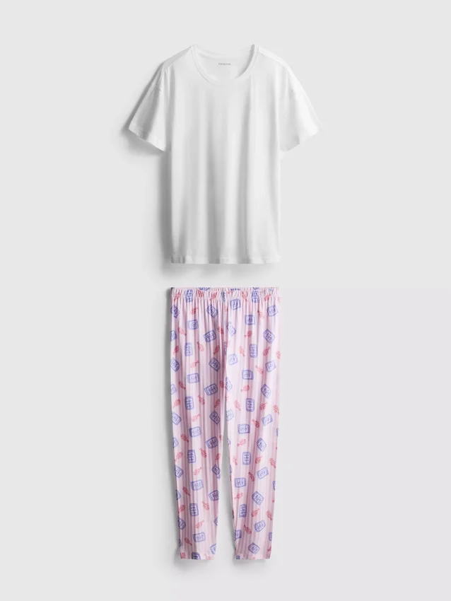 Printed cotton pajama set