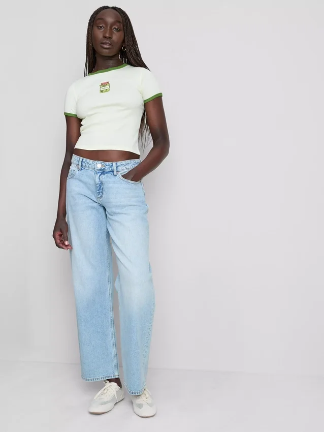 Printed cotton ringer baby tee