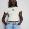 Printed cotton ringer baby tee
