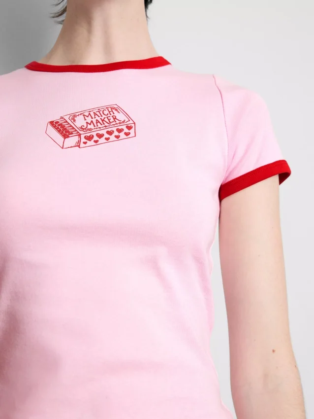 Printed cotton ringer baby tee