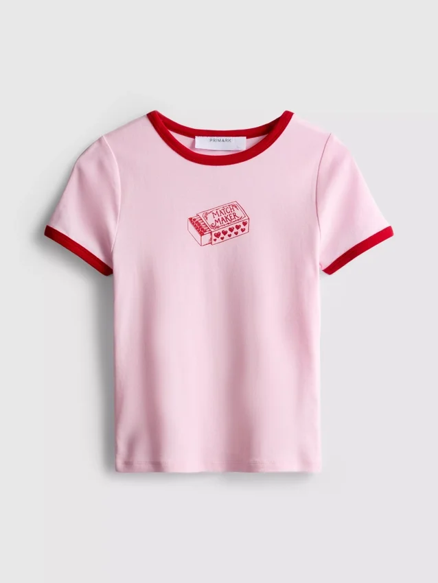 Printed cotton ringer baby tee