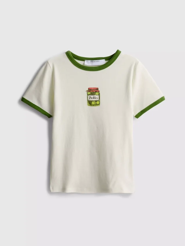 Printed cotton ringer baby tee