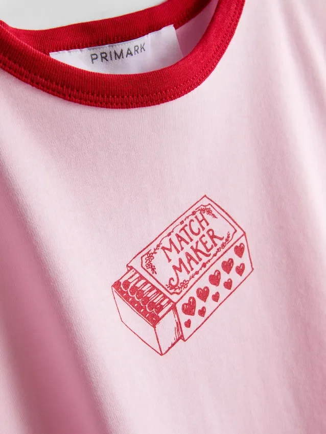 Printed cotton ringer baby tee