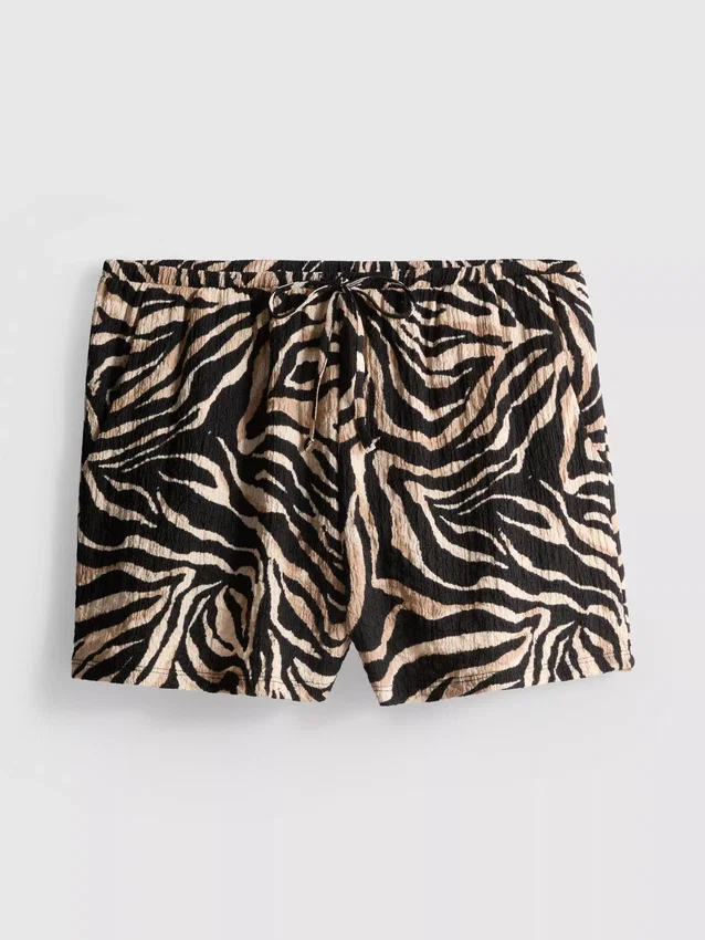 Printed crinkle textured shorts