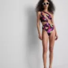 Printed cutout swimsuit
