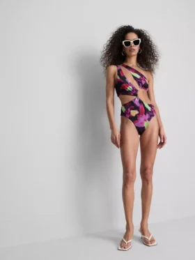 Printed cutout swimsuit