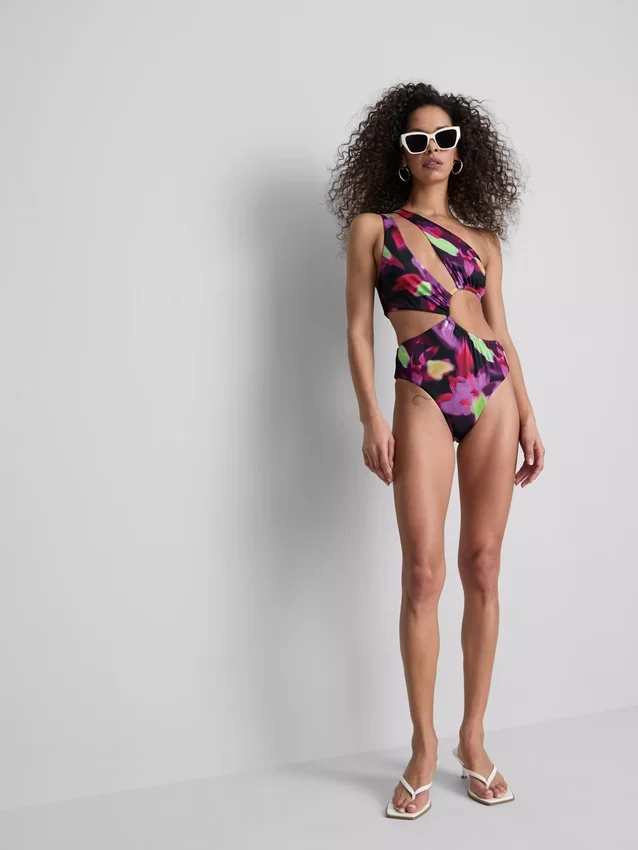 Printed cutout swimsuit