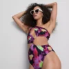 Printed cutout swimsuit