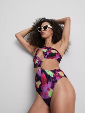 Printed cutout swimsuit