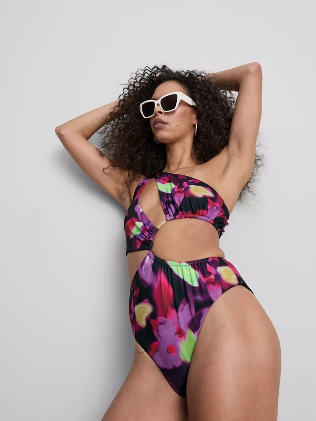 Printed cutout swimsuit