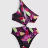 Printed cutout swimsuit