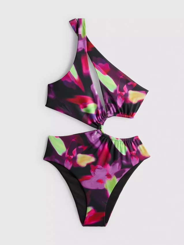 Printed cutout swimsuit