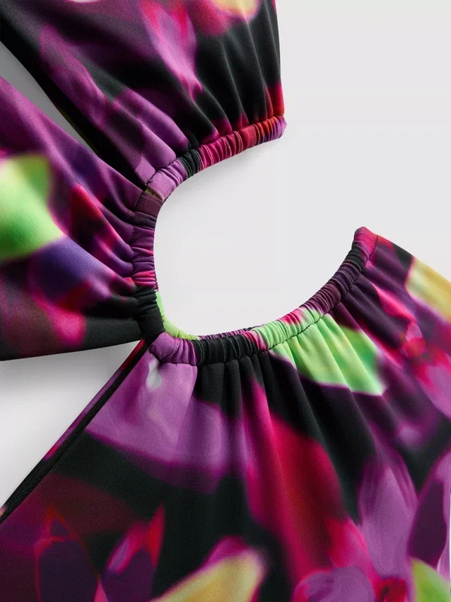 Printed cutout swimsuit