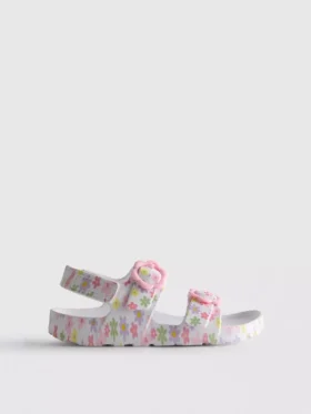 Printed double-buckle strap sandals