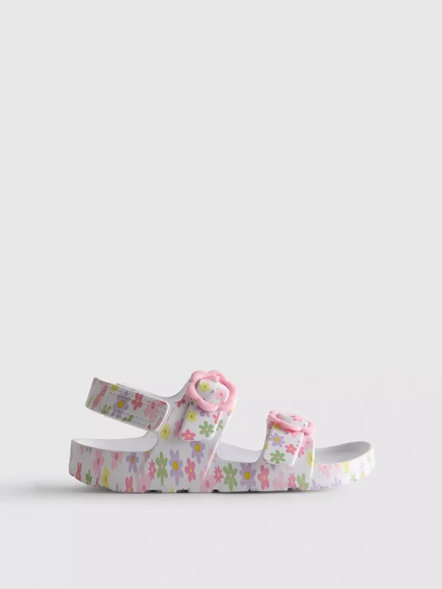 Printed double-buckle strap sandals