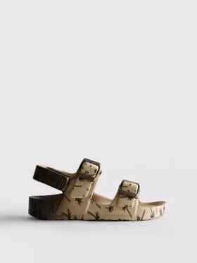 Printed double-buckle strap sandals