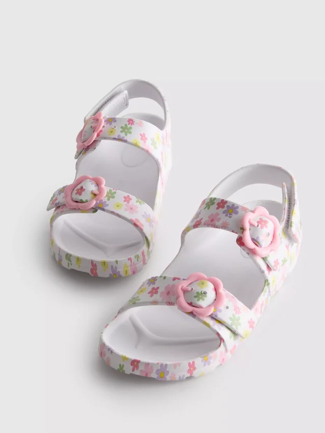 Printed double-buckle strap sandals