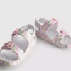 Printed double-buckle strap sandals
