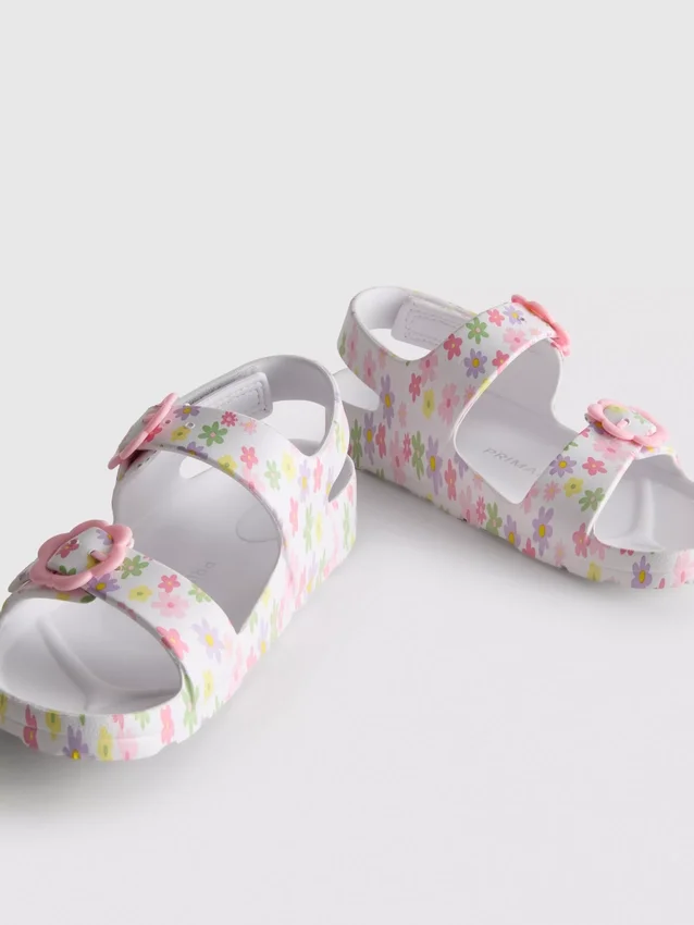 Printed double-buckle strap sandals