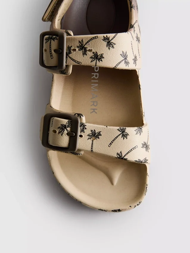 Printed double-buckle strap sandals