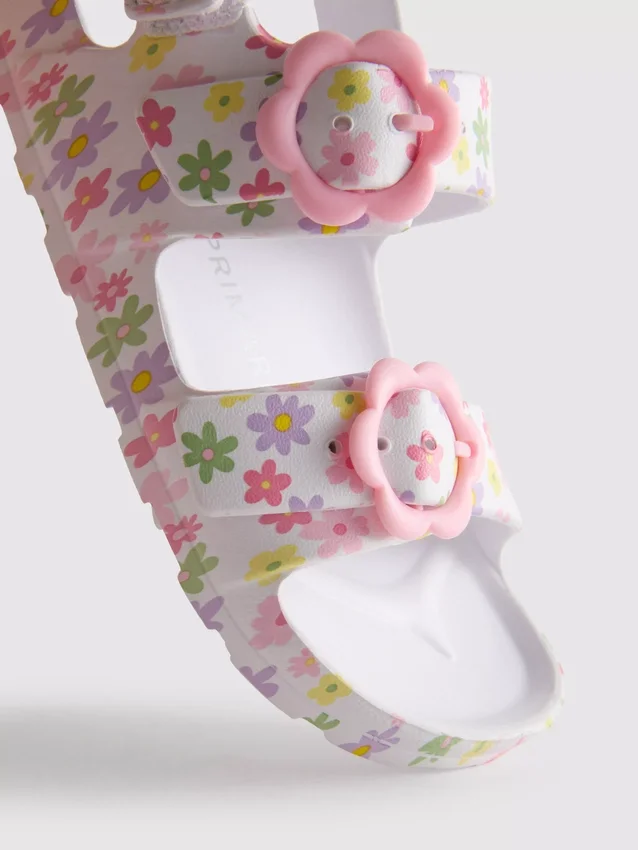 Printed double-buckle strap sandals