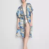 Printed midi wrap beach cover-up