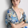 Printed midi wrap beach cover-up